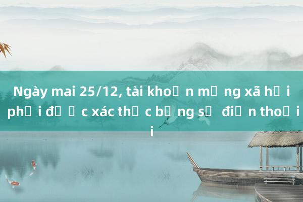 Ngày mai 25/12， tài khoản mạng xã hội phải được xác thực bằng số điện thoại