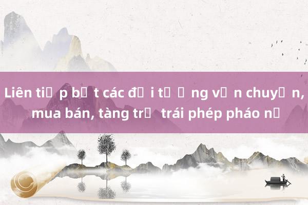 Liên tiếp bắt các đối tượng vận chuyển, mua bán, tàng trữ trái phép pháo nổ